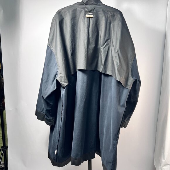 ESKANDER/Neiman Marcus Charcoal Linen/Pu Water Resistant Overcoat Sz 1 England - Picture 7 of 9